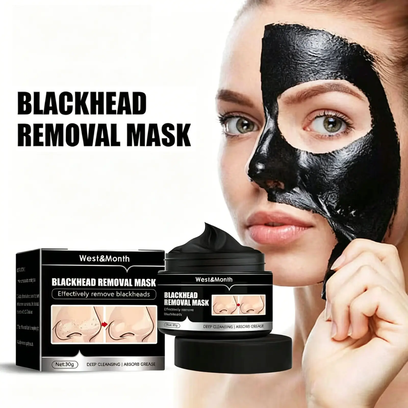 【Buy 1 Get 1 Free】 Black Tear Mask, Natural Power, Deep Cleansing, Skin Cleansing, Nose Cleansing, Hydrating and Moisturizing, Facial Treatment, Bamboo Charcoal Mask peel-off face mask no1 clay