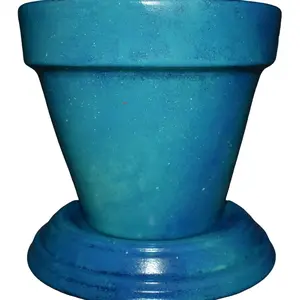 Light Blue Galaxy Hand-Painted Terracotta Pot - Acrylic Painted Indoor/Outdoor Garden Decor, Waterproof Coating, Includes Saucer