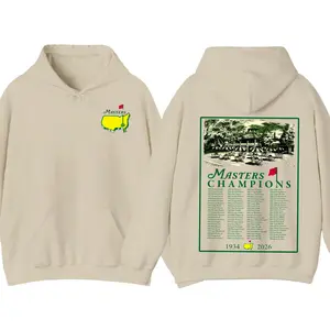 The Masters Champions 1934–2026 Hoodie, Augusta National Golf Tournament Pullover, Vintage Golf Champion List Graphic, Cotton Streetwear Casual Top