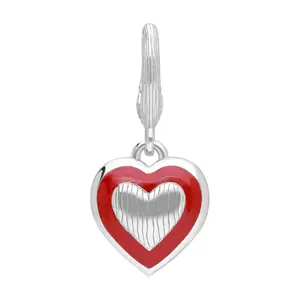 Ariva Sterling Silver Red Enamel Heart Charm