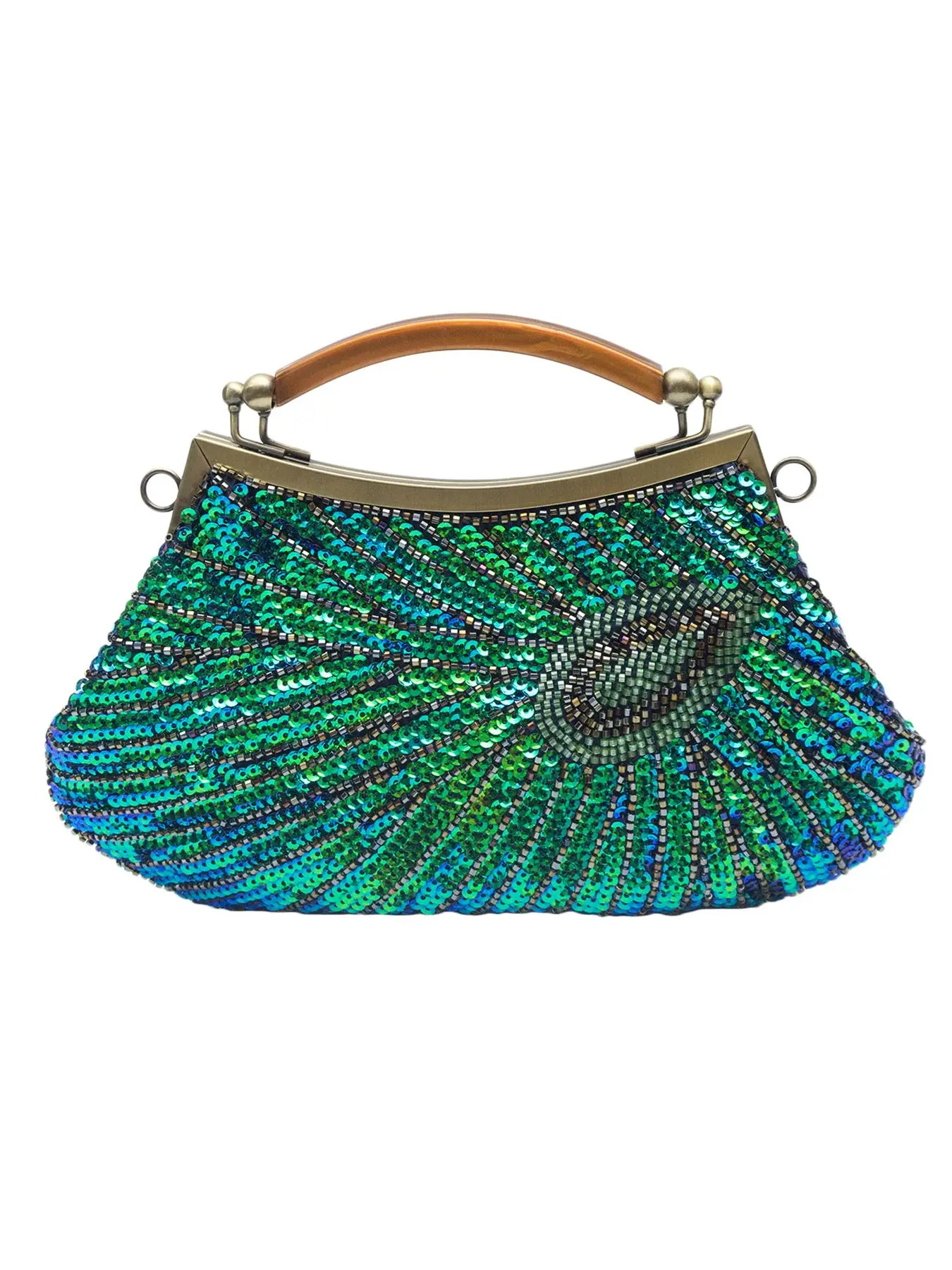 Women's Elegant Sequins Decor Evening Bag, Exquisite Peacock Feather Design Embellished Clutch Purse, Luxury Dinner Party Evening Bag Handbag for Wedding, Elegant Stylish Purse