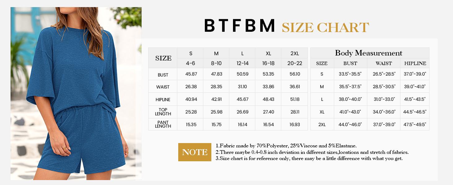 BTFBM Women Summer 2-Piece Outfits 2026 Matching Set Casual 3/4 Sleeve Tops Elastic Waist Shorts Lounge Sets With Pocket #Clearance
