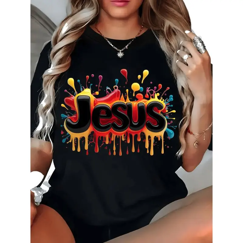 Men's Casual Short-Sleeve T-Shirt, Lightweight Comfy Breathable Top with Vibrant Splash Paint Design and Geometric Pattern, Shortsleeve, Cotton, Everyday, Fabric, Fit, Graphic, Soft, Streetwear, Tshirt, Fashion, Round Neck, Menswear, Basic, Paint Splatter