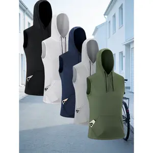 5-Pack Men's Summer Sleeveless Hooded Tank Tops - Breathable, Casual Solid Color Tank Tops, Suitable for Gym and Casual Wear, Sportswear |     Sleeveless design |     Elastic fabric, fitness shirt