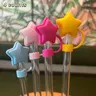 Cute Star Design Straw Cap, 4 Counts Reusable Straw Cap, Creative Dustproof Straw Cap, Drink Protector, Straw Covers Cap For Tumblers, Drinkware Accessories for Home Kitchen