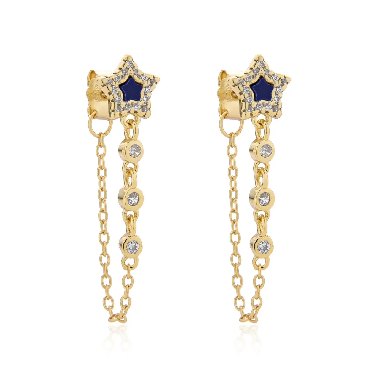 Female Elegant Star Chain Fine Pretty Stud Earrings Set - High-Quality Statement Costume Jewelry Fashion Accessory, Gold-Silver Options, No Warning Applicable Stud Earring Pack