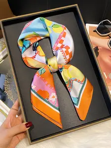 Elegant 27.6 Inch Square Scarf with Fruit Print, Charming Print, Fashion Design for Daily Wear, Perfect Accessory to Enhance Your Style