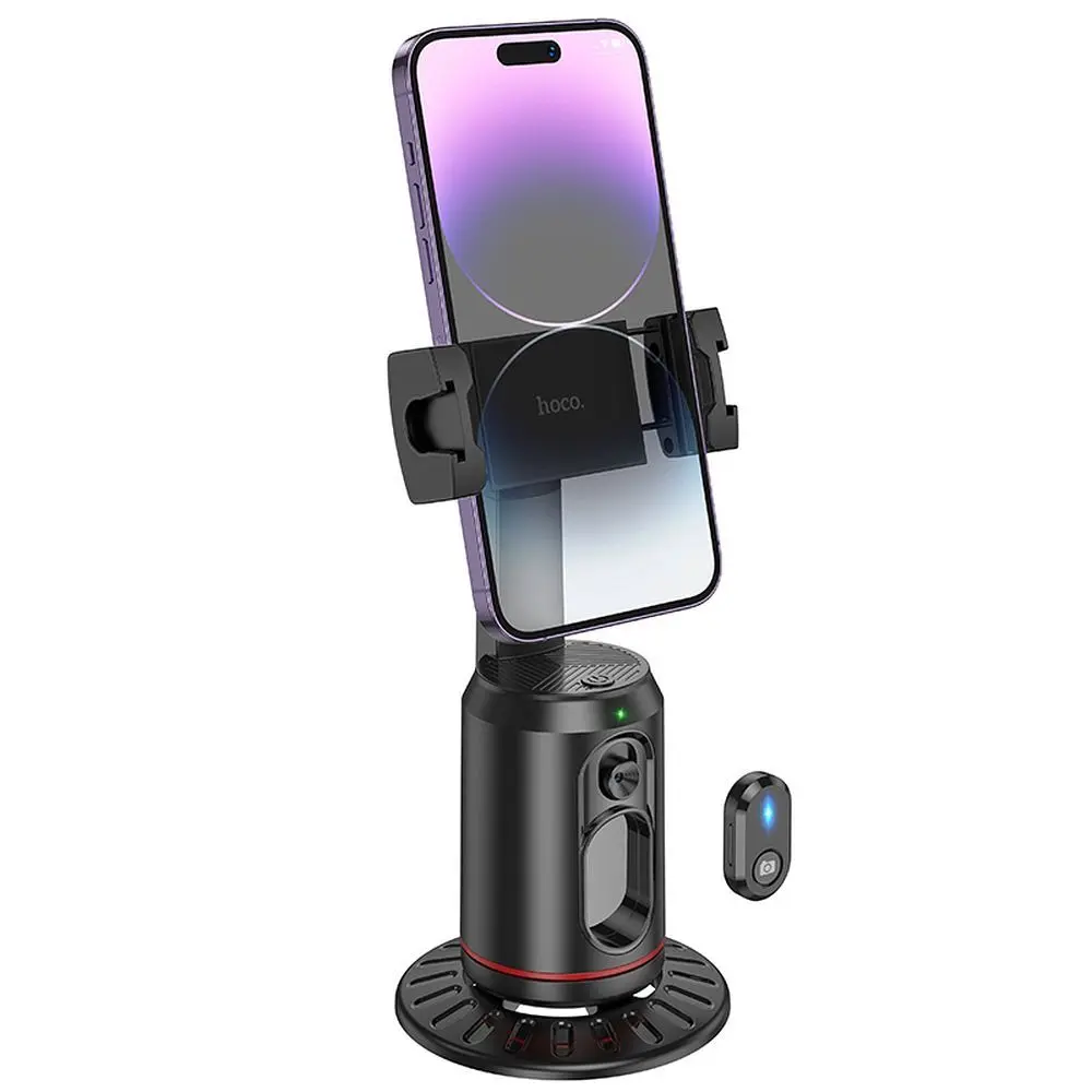 Hoco K23 Auto Face Tracking Phone Mount – 360° Rotation Smart Selfie Holder with Remote, Tripod-Compatible, for iPhone & Android (4.5"–7" Devices)