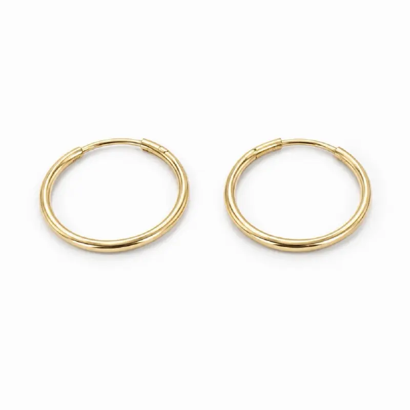 10K Yellow Gold Hoop Earrings – 1mm Thickness