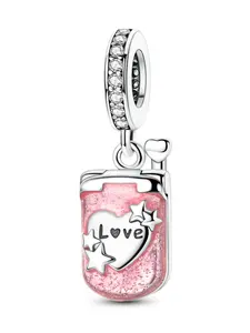 Flip Cover Phone Charm, Love Heart Charm, Sparkling Star Pendant, Fits 3mm Bracelet Necklace, DIY Pendant Beads, Elegant Gift for Women, Perfect for Jewelry Making