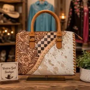 Medium Tooled Checkered Cowhide Speedy Handbag