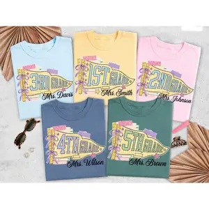 Comfort Colors Personalized Teacher Shirt Back To School, Custom Grade Level Teacher Tee, Retro School Shirt, Custom Teacher Name Tee