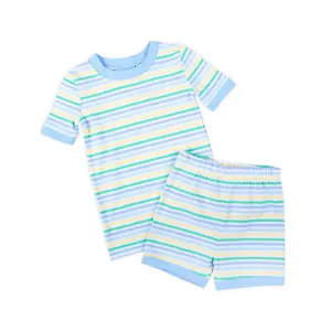Pastel Blue Stripe Short Pajamas - Boys Soft & Cozy Spring PJ Set