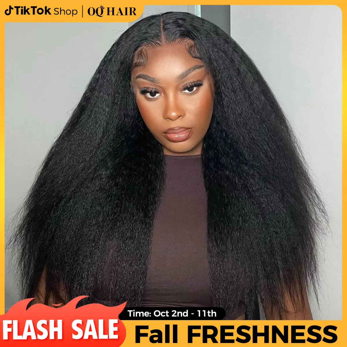 [NEW IN] OQHAIR Kinky Straight Hair Wear Go Glueless Wigs 180% 250% Density 7x5 Pre Cut HD Lace Closure Wigs Pre Plucked Natural Hairline #FallFreshne