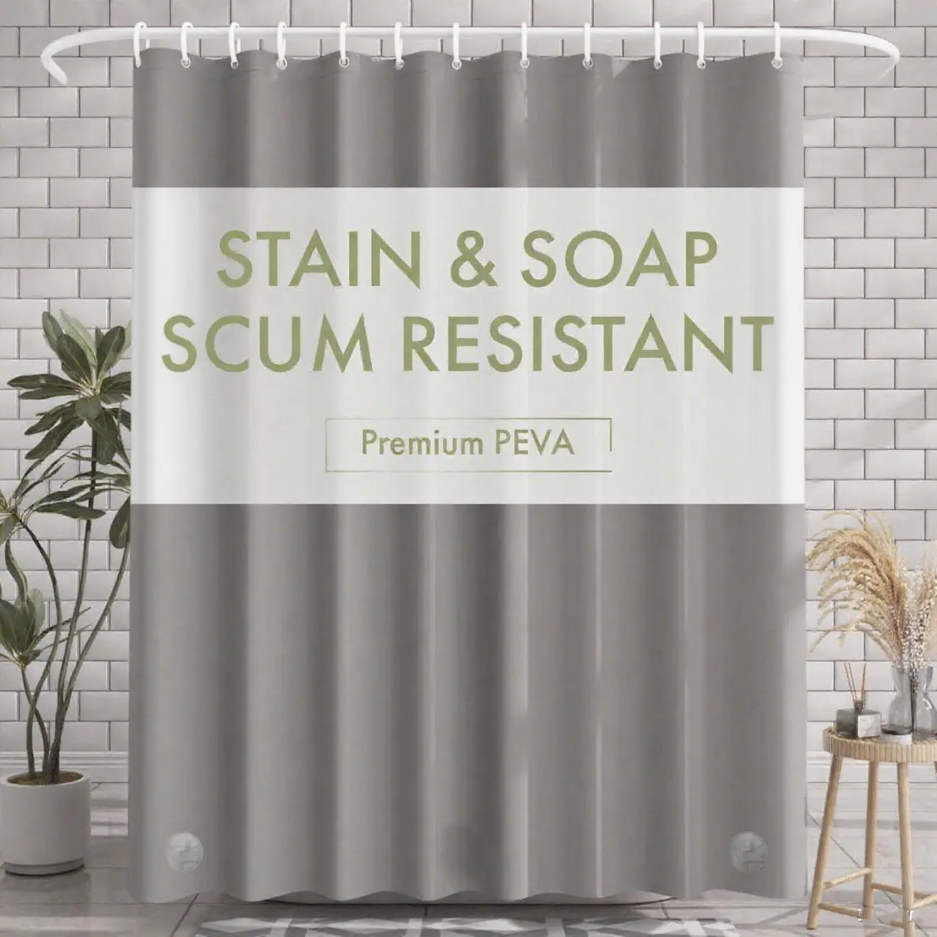 Lightweight Peva Shower Curtain Liner, Metal Lock Ring Top, Magnetic Bottom, 120x180cm, Home Hotel Dorm Apartment Decor, Waterproof Shower Curtain, Waterproof Bathroom Curtain