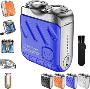 Portable Electric Shaver for Men, Luggage Electric Shaver, Magnetic Double Head Razor, USB Rechargeable Shaver with Cleaning Brush, Charging Cable and Storage Bag, Ideal for Travel, Car, Office and Home Use