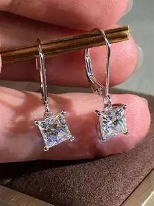 1 Pair Classical Cubic Zirconia Drop Earrings High Quality Earrings For Women For Wedding Engagement Anniversary Party Valentine's Day Gift