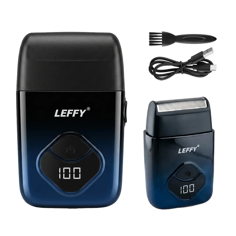 LEFFY Father's Day Gift LEFFY Mini Portable Men Electric Shaver, Cordless Pocket Beard Trimmer LCD Digital Display Compact Travel Shaving Device, Holiday Birthday Present for Dad Him Husband