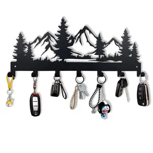 Durable Metal Key Holder Wall Mounted Hanging, 7 Hooks Key Organizer Rack, Decor Key Hanger for Entryway, Kitchen & Office, Sturdy Wall Storage, Wall Mount Design