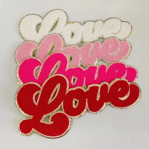 Love Chenille Iron On Patches - Classic Design for T-shirt Makers and Crafting - High-Quality Patch for Crafting and T-Shirt Making