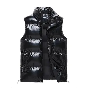 Men's Solid Color Thermal Lined Puffer Vest Coat, Regular Fit Casual Fashionable Padded Gilet Outerwear for Fall & Winter, Men's Clothes for Daily Wear, Vintage ClothingGift
