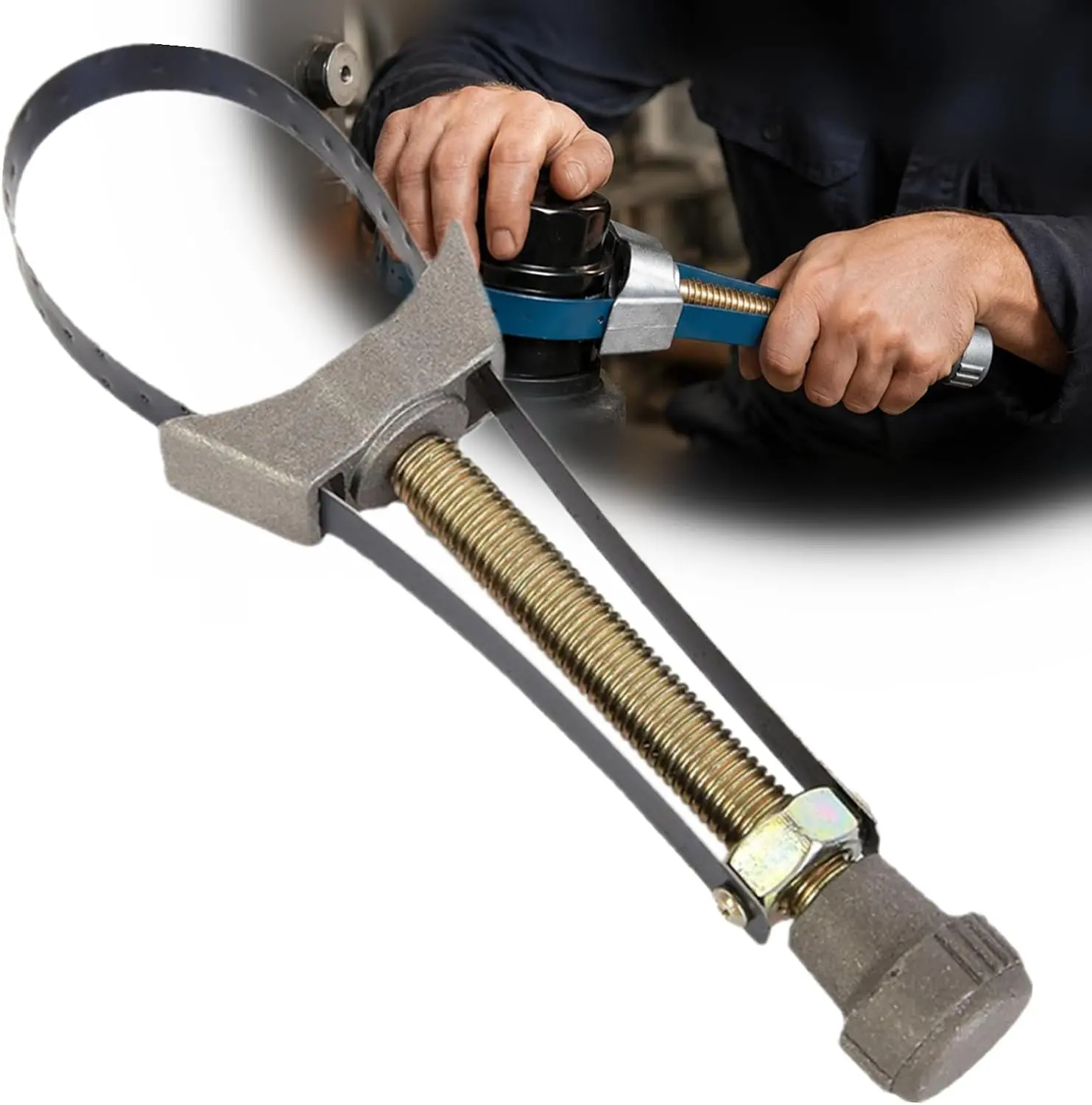 Premium Steel Universal Adjustable Oil Filter Wrench with Strap, Car Repair & Routine Oil Replacement Tool, Multi-Size Compatible Disassembly Tool, Robust Body, Anti-Slip Comfort Grip