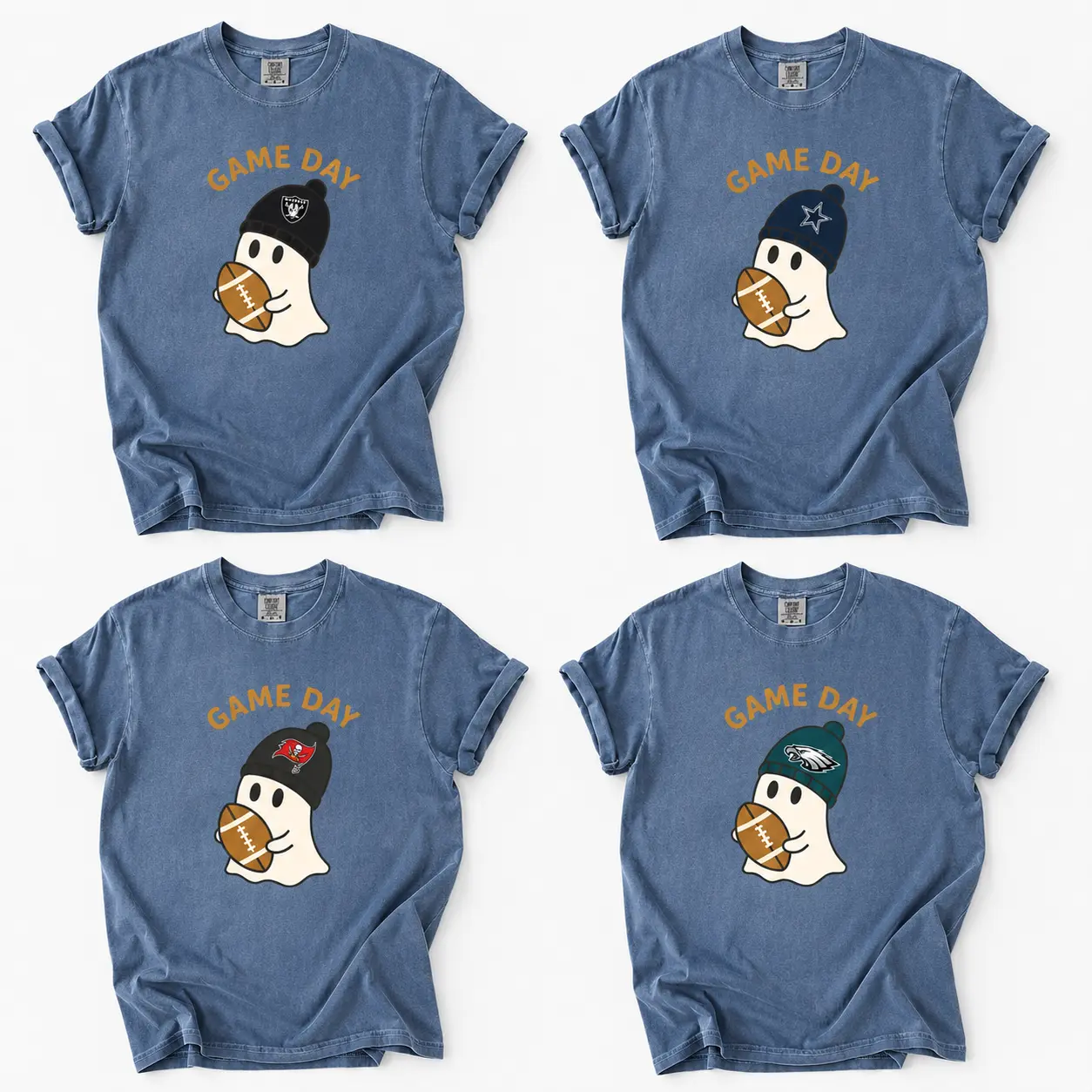 Comfort Colors Ghost Football Custom Shirt, All Teams Football T-shirt, Game Day Season T-Shirt, Cute Boo Football Fall Season Tee, Men Women Graphic Tops