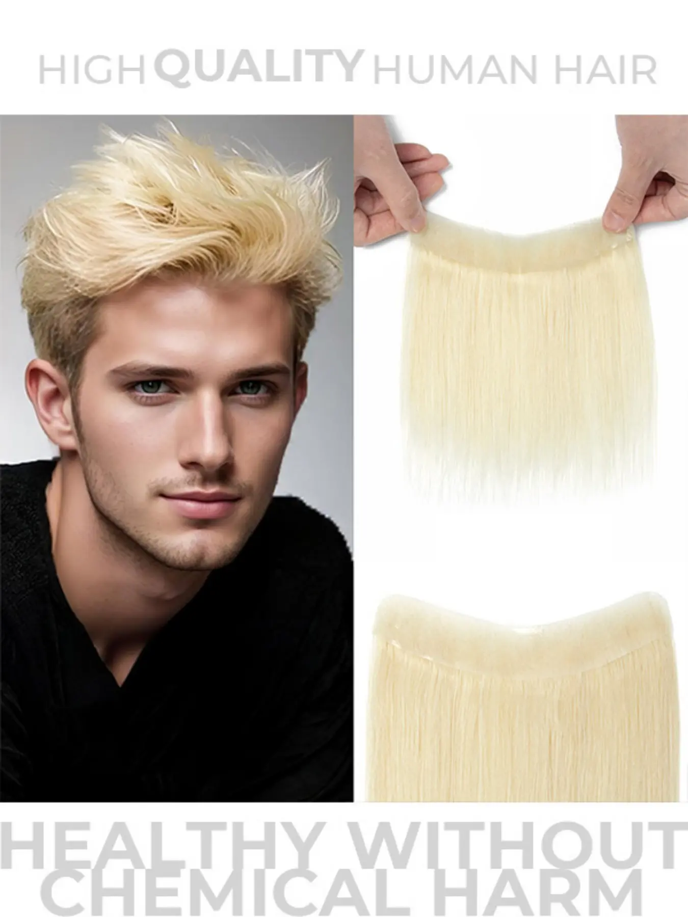 Men'S PU Front Hairpiece, a Toupee Crafted from Premium Human Hair Extensions,Designed with an Ultra-Thin, Seamless Skin That Is Virtually Invisible, And Comes in Shades of Black, Brown, And Blonde, Realistic Hairpiece, Hair Pieces Extensions