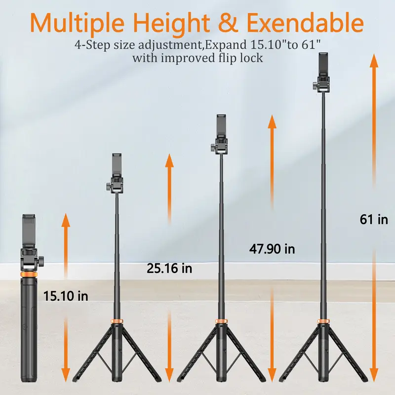 61" Phone Tripod for iPhone/Android & Selfie Stick with Remote, Upgraded Stand, Compatible with iPhone 16/15/14/13, Travel-Friendly & Stable 1