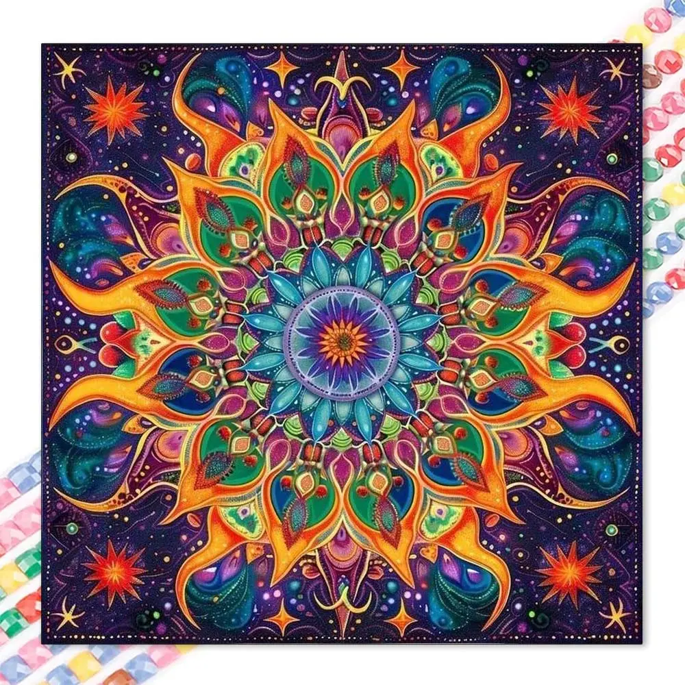 1 DIY diamond painting kit, 5D diamond art kit, DIY decoration, mandala pattern diamond painting kit with full round diamonds, mosaic, diamond art, DIY art home decoration, suitable for Christmas.