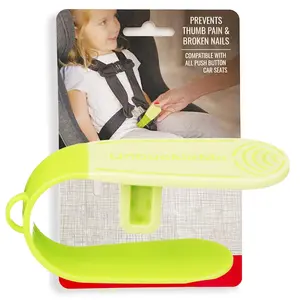 Car Seat Buckle Release Tool - Easy Opener Aid for Arthritis, Long Nails, Older Kids - Button Pusher for Infant, Toddler, Convertible 5 pt Harness car Seats - As Seen on Shark Tank (Lime)