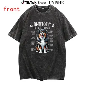 Australian Shepherd Dog Lover T-Shirt – Washed 100% Cotton Casual Tee for Men and Women