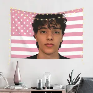 Hamzah and Martin wall Flag Tapestry Poster for College Dorm Cave Bedroom Living Room Office Home Party Decoration Gift Artwork Colorful Peach