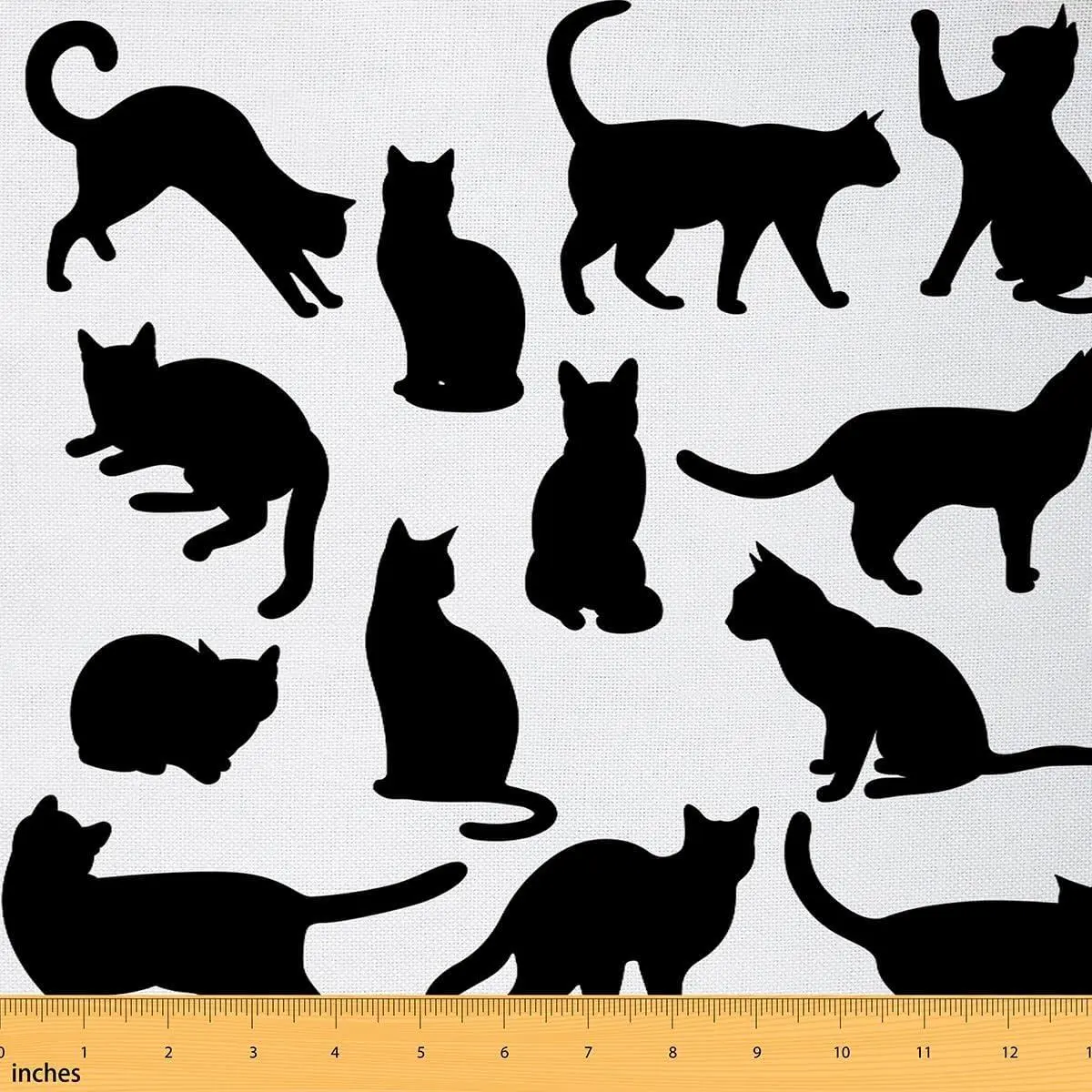 Lovely Cat Fabric Animal Silhouette Simple Sketch Soft Flannel Polyester No Stretch Sewing Craft Adults Cute Pet Animal DIY Sewing Fabric Sofa Chair Bedroom Decor