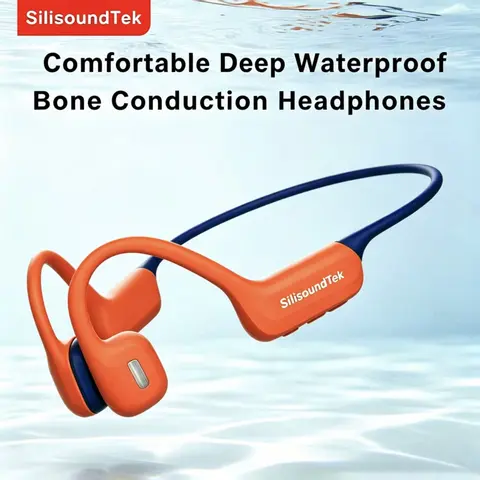 SST S800Pro2 Bone Conductor Wireless Bluetooth 6.0 Audio Headphones - IP68 Waterproof, Sweatproof, 32GB Memory Card, Silicone Skin-Friendly, Open-Ear, Long-Wear Comfort, Lithium Ion Batteries Included, for Athletes and Swimmers, Compatible with Cellphones