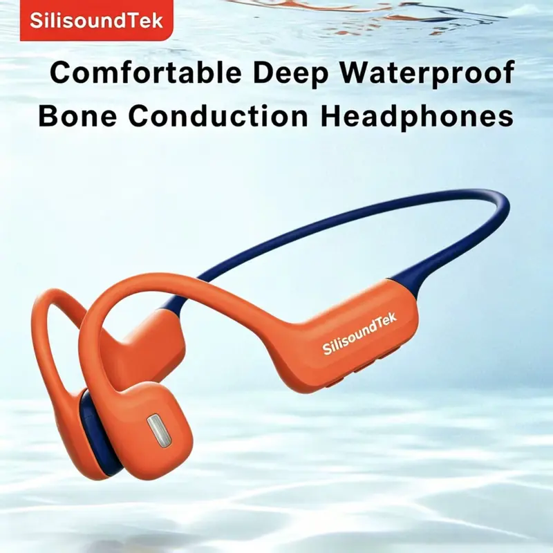 SST S800Pro2 Bone Conductor Wireless Bluetooth 6.0 Audio Headphones - IP68 Waterproof, Sweatproof, 32GB Memory Card, Silicone Skin-Friendly, Open-Ear, Long-Wear Comfort, Lithium Ion Batteries Included, for Athletes and Swimmers, Compatible with Cellphones