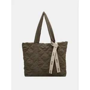 Quilted Nylon Large Tote Bag