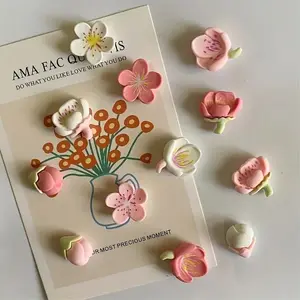 Flower Design Fridge Magnet, Flower Magnets, 12pcs/set Cute Mini Creative Fridge Decoration, Office Home Decoration & Photo & Message Whiteboard Sticker