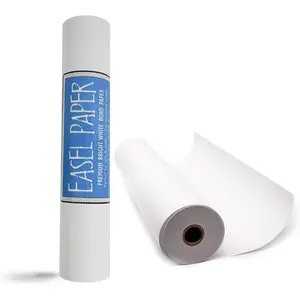 White Art Easel Paper Roll 15 Inch x 75 Feet Recyclable Bond Material for Kids Art Crafts Bulletin Boards Suitable for Use with Paint and Markers
