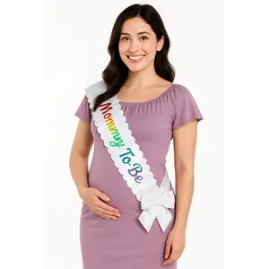 "Mommy To Be" Scalloped Baby Shower Sash with Bow