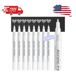 White Paint Pen Acrylic Marker: 8 Pack 0.7mm White Paint Marker for Black Paper