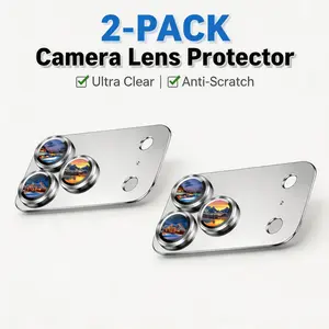 2 Pack Camera Lens Protector for iPhone 17 Pro Max – Aluminum Alloy Frame Tempered Glass, Military Grade Shatterproof, Case Friendly(Mobile phone not included) full brim