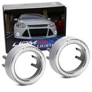 iJDMTOY One Pair Xenon White 40-SMD LED Halo Ring Angel Eyes Shrouds for Fog Light Customization or Light Retrofit DIY Use