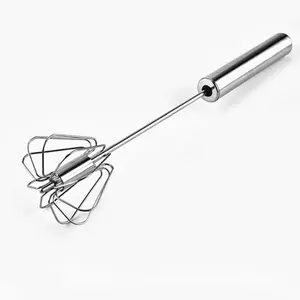 Stainless Steel Egg Whisk - Hand Push Rotary Whisk Blender, Versatile Milk Frother, 12in Hand Egg Mixer, Eco-Friendly Kitchen Utensils