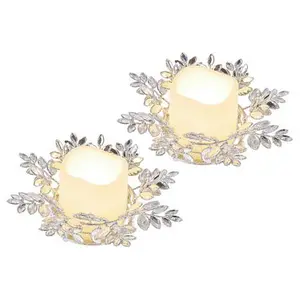 August & Leo Jeweled Leaf Candle Holder - Set of 2