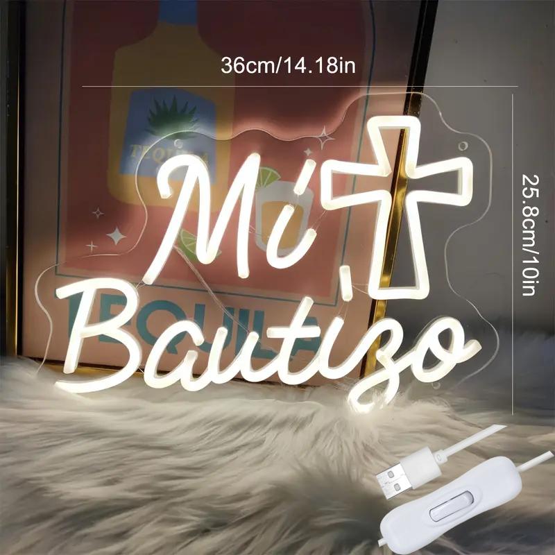Mi Bautizo Led Sign for Wall Decor,Mi Bautizo Neon Sign,Mi Bautizo sign perfect for Children's Birthday Decoration,Room,Bedroom,Garden,Birthday Party,Christmas,Pub Bar Decoration,Gifts