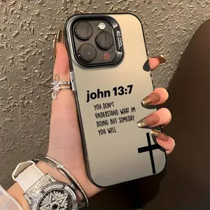 Case for IPhone 17 Pro Max 16 Plus 15 14 13 12 11 Air E John 13:7 Cross Christian Aesthetic Matte Shockproof Anti-Scratch Stylish Smartphone Cover