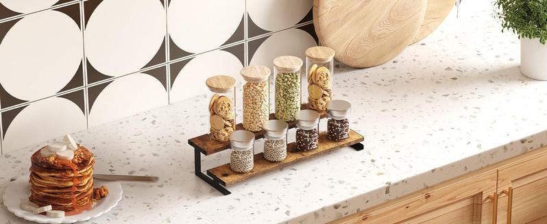 Lifewit Large Vintage Rustic Wooden Display Riser with Metal Holder, Organizer for Perfume, Cologne, Cosmetics, and Collectibles Shelf Rack Storage Unit Set Installation