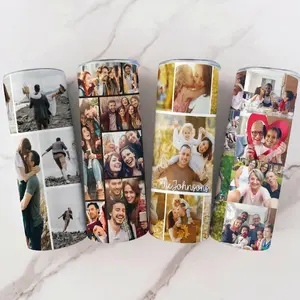 Personalized Custom Photo Collage Tumbler with Name 20oz Insulated Stainless Steel Travel Cup for Family Couples Mom Sentimental Keepsake Aesthetic Custom Picture Mug Anniversary Birthday Gift Trending on TikTok Drinkware Viral Finds