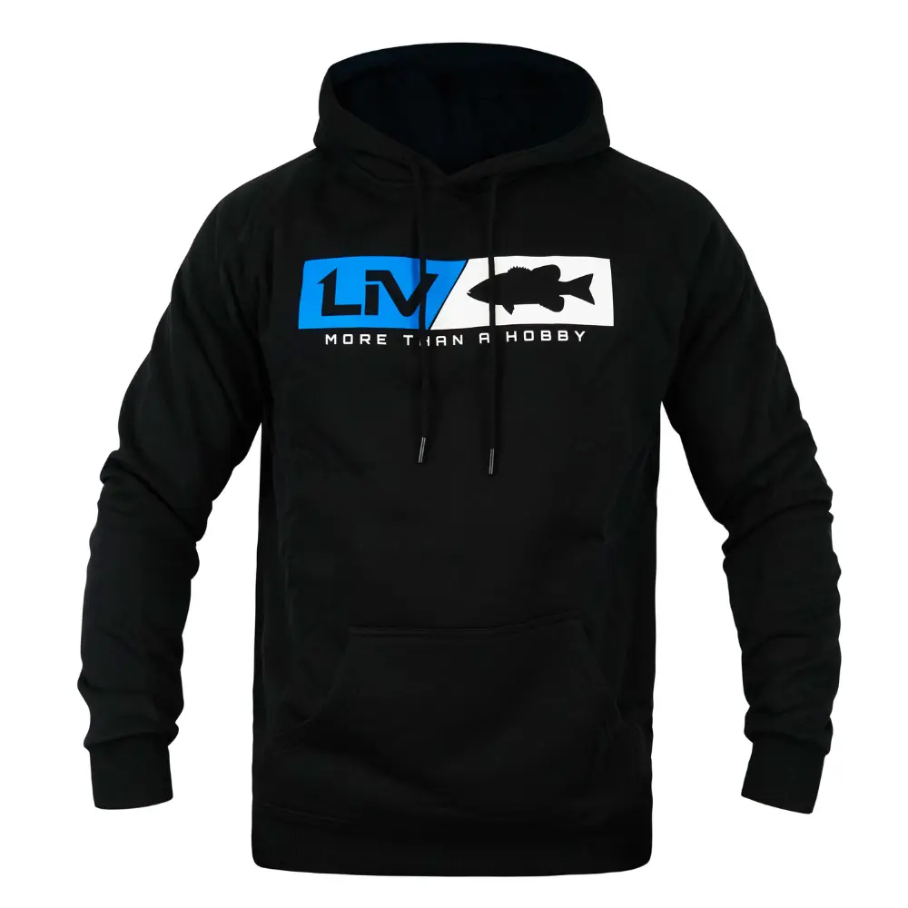 Blue Logo Hoodie Black - Fishing Sweatshirt